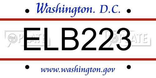 ELB223 District Of Columbia License Plate