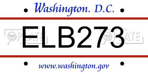 ELB273 District Of Columbia License Plate