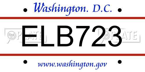 ELB723 District Of Columbia License Plate
