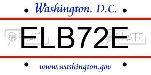 ELB72E District Of Columbia License Plate