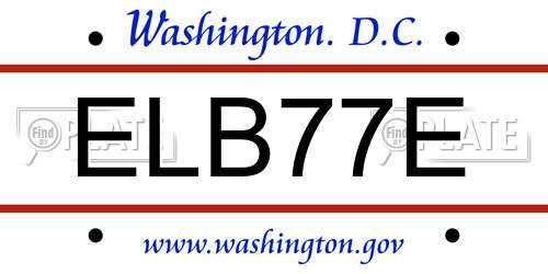 ELB77E District Of Columbia License Plate