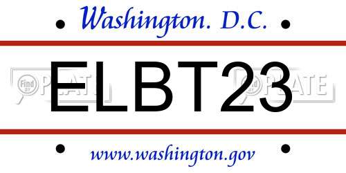 ELBT23 District Of Columbia License Plate