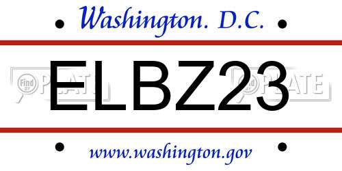 ELBZ23 District Of Columbia License Plate
