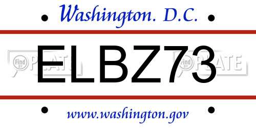 ELBZ73 District Of Columbia License Plate