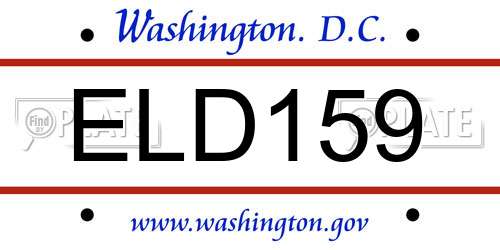ELD159 District Of Columbia License Plate