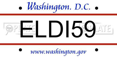 ELDI59 District Of Columbia License Plate