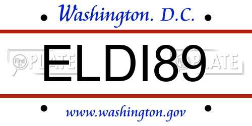 ELDI89 District Of Columbia License Plate