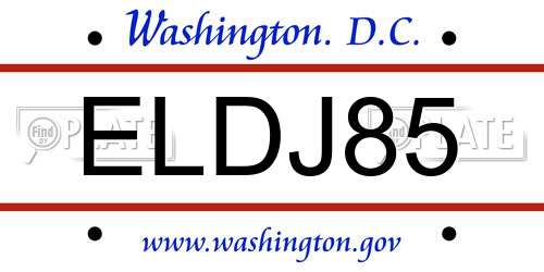 ELDJ85 District Of Columbia License Plate