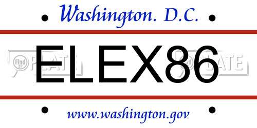 ELEX86 District Of Columbia License Plate