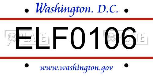 ELF0106 District Of Columbia License Plate