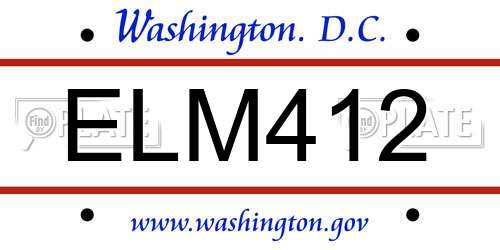 ELM412 District Of Columbia License Plate