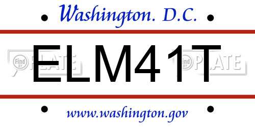 ELM41T District Of Columbia License Plate