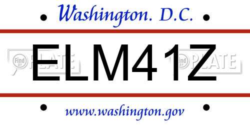 ELM41Z District Of Columbia License Plate
