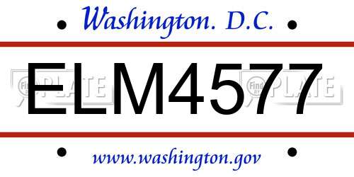 ELM4577 District Of Columbia License Plate