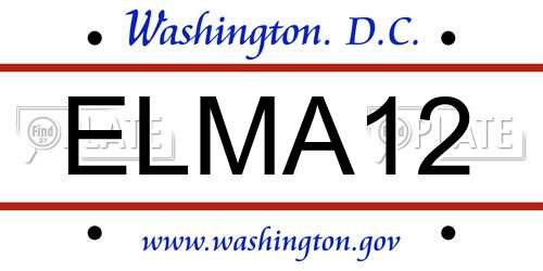 ELMA12 District Of Columbia License Plate