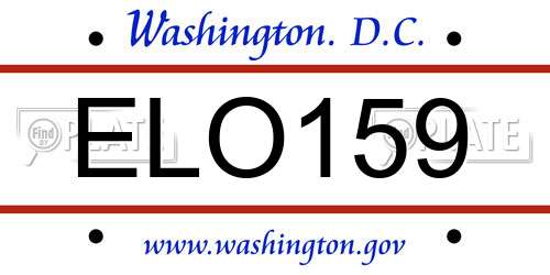 ELO159 District Of Columbia License Plate