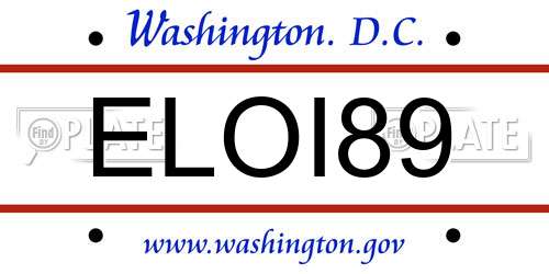 ELOI89 District Of Columbia License Plate