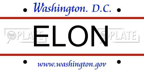 ELON District Of Columbia License Plate