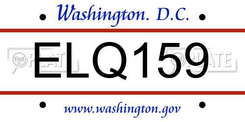 ELQ159 District Of Columbia License Plate