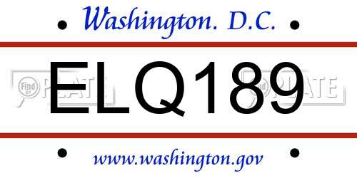 ELQ189 District Of Columbia License Plate