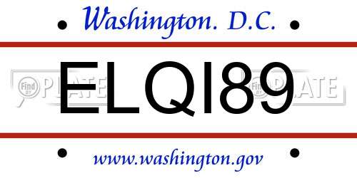 ELQI89 District Of Columbia License Plate