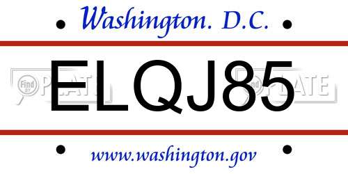 ELQJ85 District Of Columbia License Plate