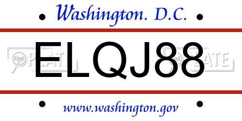 ELQJ88 District Of Columbia License Plate
