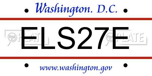 ELS27E District Of Columbia License Plate