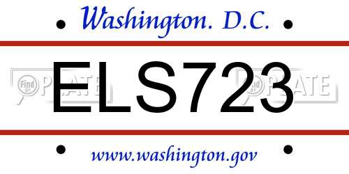 ELS723 District Of Columbia License Plate
