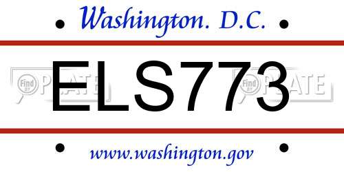 ELS773 District Of Columbia License Plate