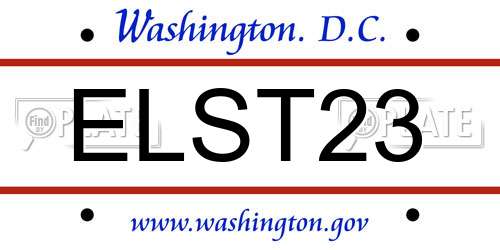ELST23 District Of Columbia License Plate