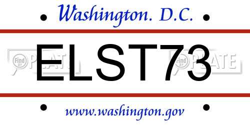 ELST73 District Of Columbia License Plate