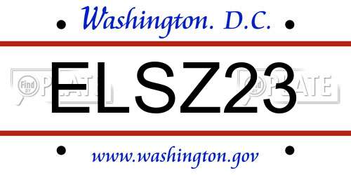 ELSZ23 District Of Columbia License Plate
