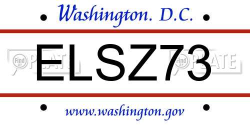 ELSZ73 District Of Columbia License Plate