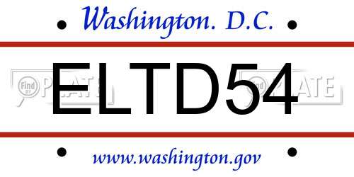 ELTD54 District Of Columbia License Plate