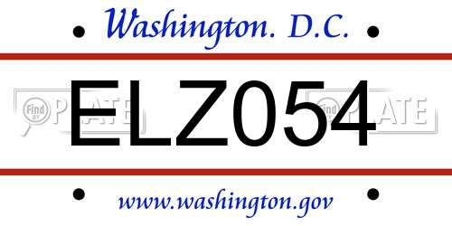 ELZ054 District Of Columbia License Plate