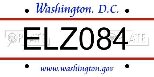 ELZ084 District Of Columbia License Plate
