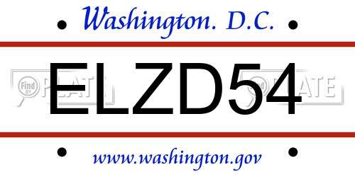 ELZD54 District Of Columbia License Plate