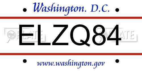 ELZQ84 District Of Columbia License Plate