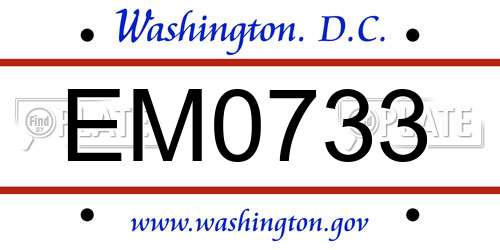 EM0733 District Of Columbia License Plate
