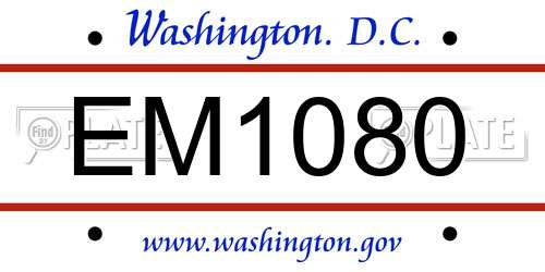 EM1080 District Of Columbia License Plate