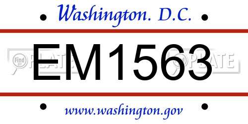 EM1563 District Of Columbia License Plate