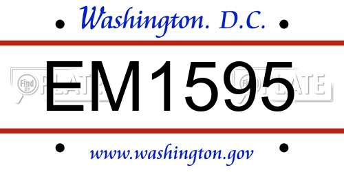 EM1595 District Of Columbia License Plate