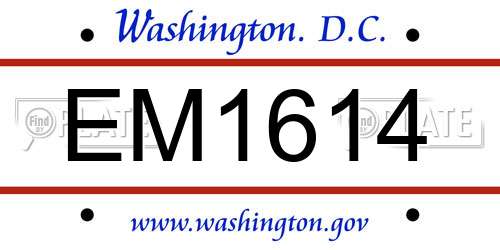 EM1614 District Of Columbia License Plate