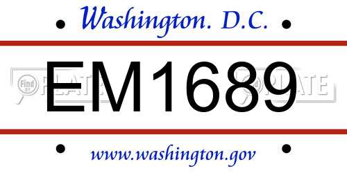EM1689 District Of Columbia License Plate