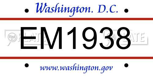 EM1938 District Of Columbia License Plate