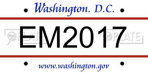 EM2017 District Of Columbia License Plate