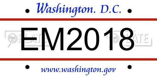 EM2018 District Of Columbia License Plate