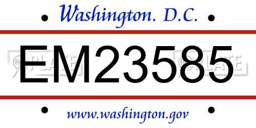 EM23585 District Of Columbia License Plate