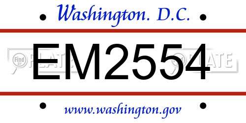 EM2554 District Of Columbia License Plate